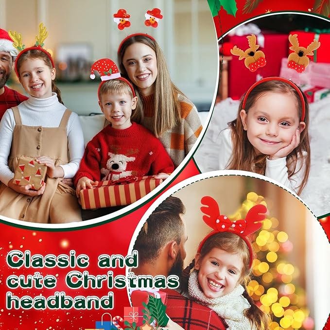 Christmas Headbands and Costume Headwear, Assorted Design Christmas Head Toppers Party Supplies