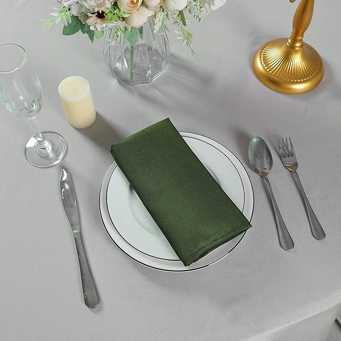 Cloth Napkins 20x20 inch Washable Polyester Dinner Napkins Soft Table Napkins for Wedding Party Dining Banquet(Willow,100PCS)
