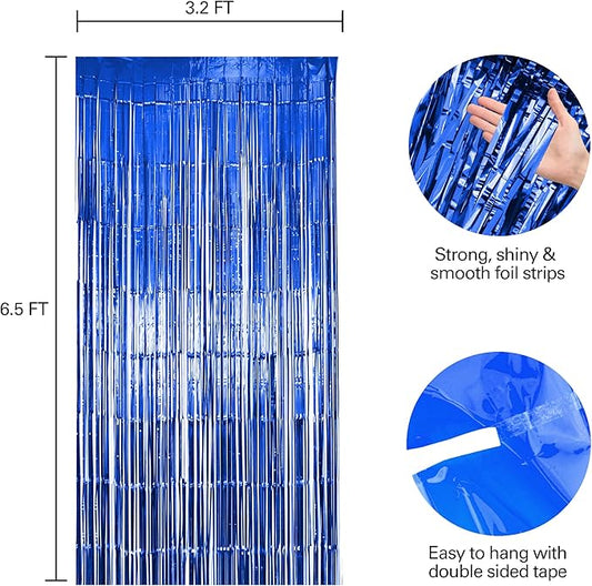 10 Pack Blue Fringe Backdrop Curtains, Blue Streamers Party Backdrop, Party Decorations Supplies for Birthday, Holidays, Parties & More