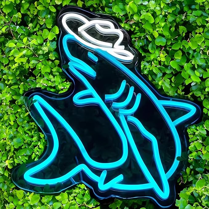 Cowboy Shark Neon Sign for Wall Decor Cowboy Kit Led Neon Light for Bar Wedding Birthday Home Party ,Art Decor Gifts for Boys Game Room,Powered by USB