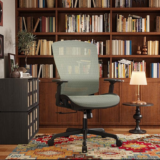 ELABEST Mesh Office Chair,Ergonomic Computer Desk Chair,Sturdy Task Chair- Adjustable Lumbar Support & Armrests,Tilt Function,Comfort Wide Seat,Swivel Home Office Chair