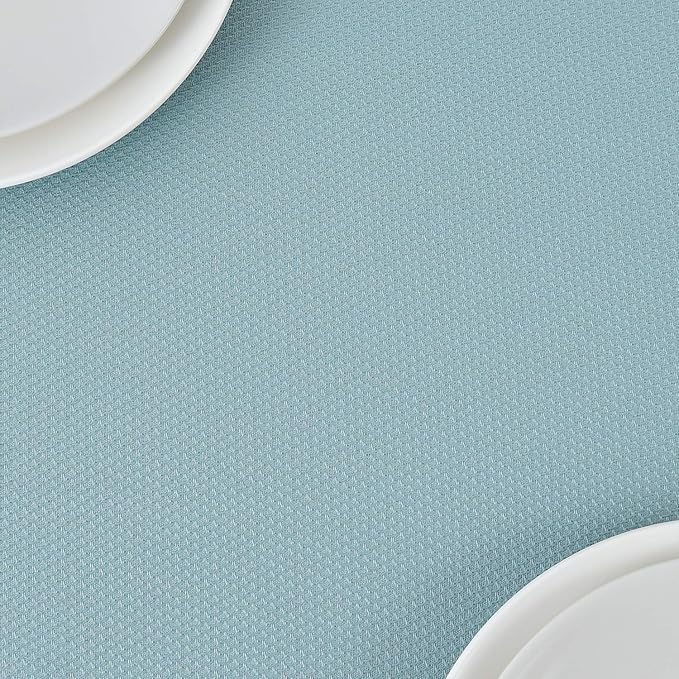 maxmill Jacquard Square Tablecloth Waterproof Spillproof Wrinkle Resistant Soft Textured Table Cloth for Dinner and Party Washable Polyester Fabric, Indoor and Outdoor Use, 60 x 60 Inch, Dusty Blue