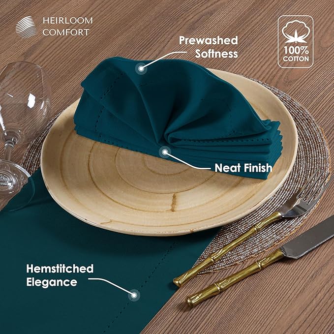 Multi Color Cloth Napkins 18x18 Inch - Set of 12-100% Cotton, Soft - Perfect Hotel Quality Napkin for Table, Dinner, Weddings, Everyday Dining - Turquiose Blue, Teal Green, Navy