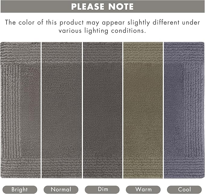 Madison Park Splendor Reversible 100% Cotton Tufted Bathroom Rug-3000 GSM Hotel Quality Luxurious Plush Medium Pile Bath Mat Absorbent, Quick Dry, Shower Room Décor, 24x36 Charcoal