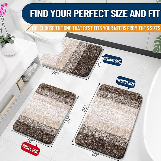 OLANLY Bathroom Rugs Mat 47x17, Extra Soft Absorbent Microfiber Bath Rugs, Rubber Backing, Quick Dry, Machine Washable Bath Mats for Bathroom Floor, Tub and Shower, Home Decor Accessories, Light Brown