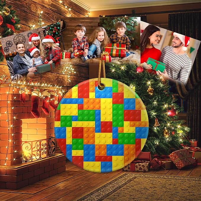 Toy Building Blocks Christmas Ornament 2025 Christmas Ornament Holidays Ornaments Christmas Tree Ornaments Accessories Navidad decoracion Xmas Toy Building Blocks Lovers Gifts for Indoor Outdoor Decor