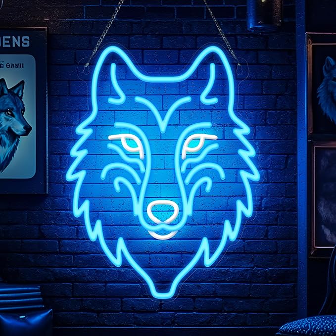 Wolf Neon Sign, Dimmable LED Wolf Light Animal Wall Decor, Christmas Gift Birthday Gifts for Boys Men, Bedroom Living Room Man Cave Home Decoration With USB Powered