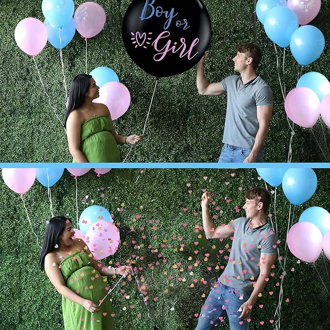 Amandir 164PCS Baby Boxes Gender Reveal Balloon Decorations, Pink and Blue Balloon Garland Kit 4pcs Boxes with Letters for Baby Shower Birthday Boy or Girl Gender Reveal Party Supplies