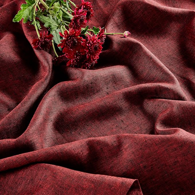 Solino Home Square Linen Tablecloth 52 x 52 Inch - 100% Pure Linen Red Garnet Table Throw - Athena, Machine Washable Tablecloth for Fall, Autumn, Holiday, Winter, Christmas, New Year