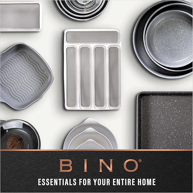 BINO | Plastic Storage Bins, Large - Shallow | THE HANDLER COLLECTION | Multipurpose Organizer Bins | Kitchen Pantry Organizers and Storage | Clear Containers for Organizing Home | Freezer Organizer