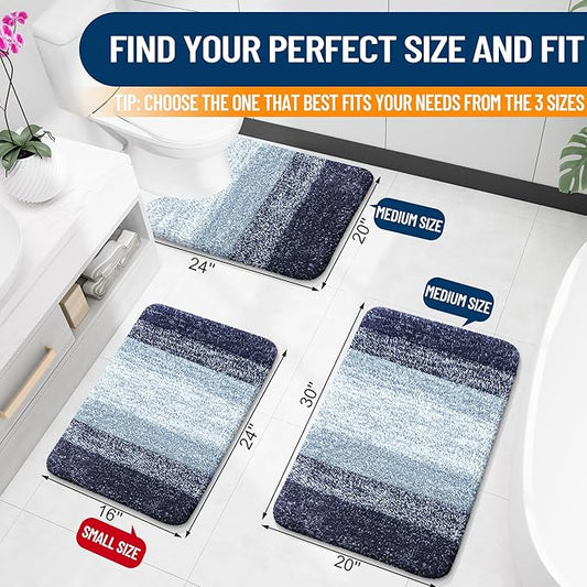 OLANLY Bathroom Rugs Mat 59x24, Extra Soft Absorbent Microfiber Bath Rugs, Rubber Backing, Quick Dry, Machine Washable Bath Mats for Bathroom Floor, Tub and Shower, Home Decor Accessories, Airy Blue