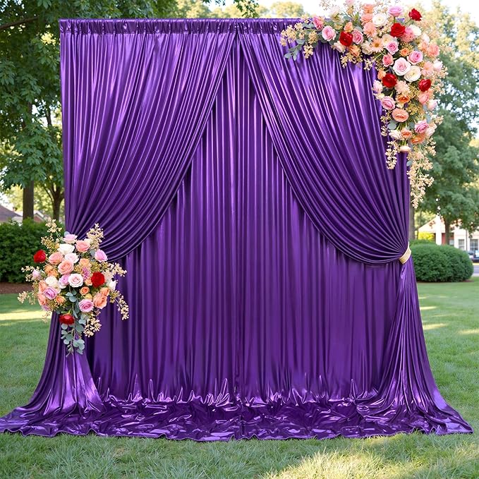 10ftx10ft Shimmer Purple Sequin Backdrop Curtain for Parties-2 Panels 5x10ft Thick Wrinkle Free Glitter Backdrop Drapes Photo Back Drop Curtains for Girl Birthday Wedding Photography Background
