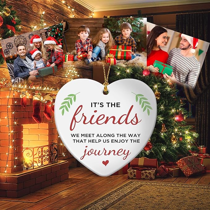 Friendship Christmas Ornament for Best Friend,Sister Friendship Gifts for Women Sisters Soul Friends Bestie BBF,Ceramic Good Friends Keepsake Ornament Gift for Christmas Decoration Birthday Ideas