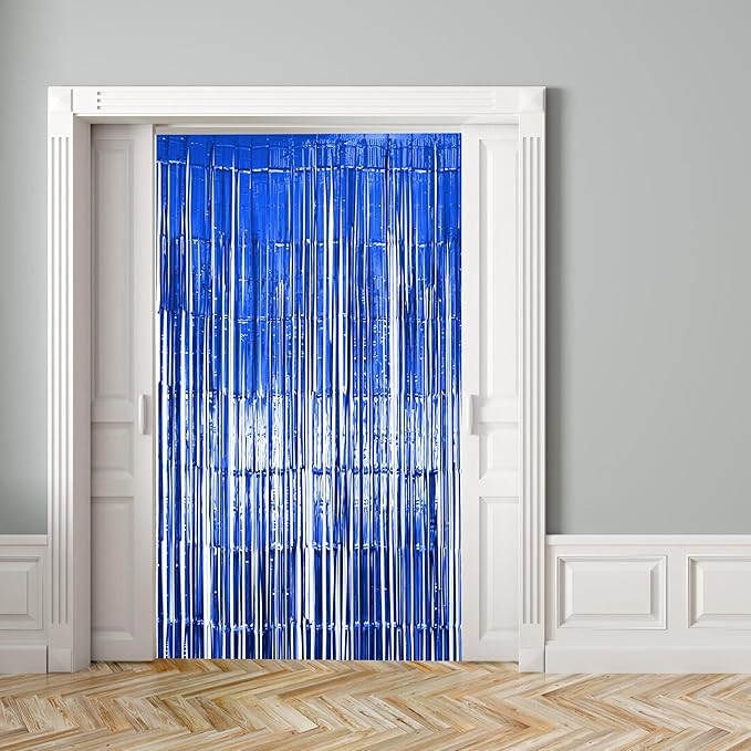 10 Pack Blue Fringe Backdrop Curtains, Blue Streamers Party Backdrop, Party Decorations Supplies for Birthday, Holidays, Parties & More