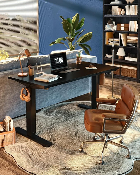 FLEXISPOT EN1 One-Piece Standing Desk, 48"x24" Seamless Desktop Electric Height Adjustable for Home Office, Study Rooms & Multi-Device Workstations, Black