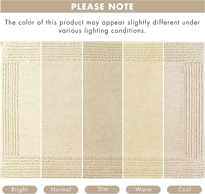 Madison Park Splendor Reversible 100% Cotton Tufted Bathroom Rug-3000 GSM Hotel Quality Luxurious Plush Medium Pile Bath Mat Absorbent, Quick Dry, Shower Room Décor, 21x34, Natural