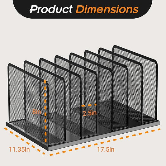 Kuntine.B Desk File Organizer 7 Upright Mesh Desktop Organizer File Sorter Office Organization File Holder for Home, Office & Classroom