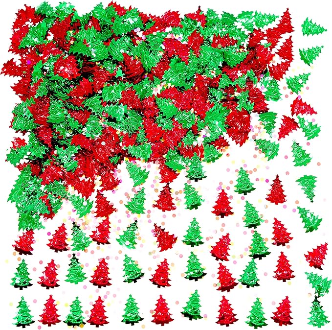 Merry Christmas Party Confetti - Christmas Tree Foil Metallic Sequins Table Confetti New Years Eve Celebration Wedding Santa Xmas Party Sprinkles Confetti Decorations, 60g