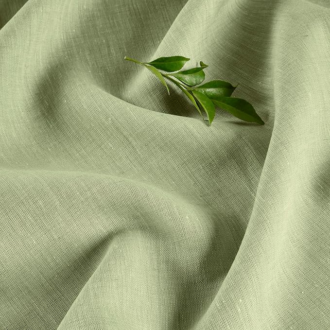 Solino Home Linen Table Runner 120 Inches Long - Athena, 100% Pure Linen Chambray Olive Table Runner 14 x 120 Inch for Dining, Fall, Autumn, Thanksgiving, Christmas