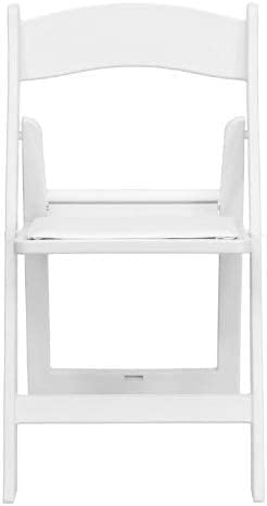 TentandTable White Resin Folding Chairs - Set of 2 Lightweight Stackable Chairs with Padded Seats - Durable 1000LB Capacity - Comfortable Indoor/Outdoor Event Chairs for Weddings, Parties, and More