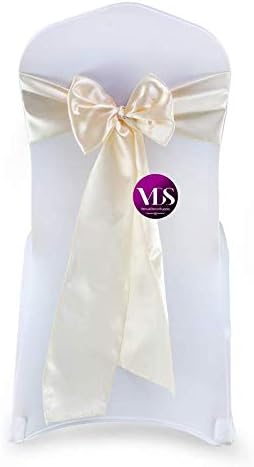 VDS Satin Chair Sashes Chair Cover Back Tie Sateen Bows Ribbon for Wedding Birthday Graduation Engagement Ceremony Event Party Banquet Venue Hotel All Dining Chair Decoration (25PC) (Cream)