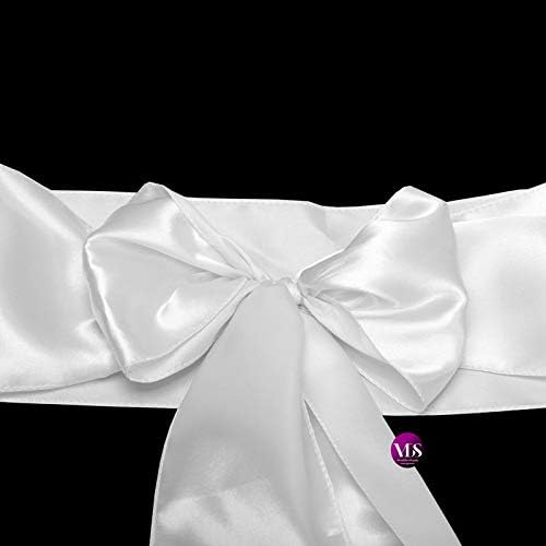 VDS Satin Chair Sashes Chair Cover Back Tie Sateen Bows Ribbon for Wedding Birthday Graduation Engagement Ceremony Event Party Banquet Venue Hotel All Dining Chair Decoration (75PC) (White)