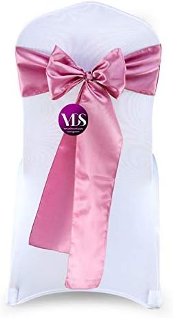 VDS Satin Chair Sashes Chair Cover Back Tie Sateen Bows Ribbon for Wedding Birthday Graduation Engagement Ceremony Event Party Banquet Venue Hotel All Dining Chair Decoration (200PC) (Dusty Pink)