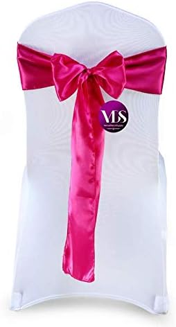 VDS Satin Chair Sashes Chair Cover Back Tie Sateen Bows Ribbon for Wedding Birthday Graduation Engagement Ceremony Event Party Banquet Venue Hotel All Dining Chair Decoration (200PC) (Magenta)