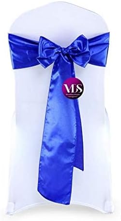 VDS Satin Chair Sashes Chair Cover Back Tie Sateen Bows Ribbon for Wedding Birthday Graduation Engagement Ceremony Event Party Banquet Venue Hotel All Dining Chair Decoration (25PC) (Royal Blue)