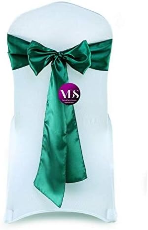 VDS Satin Chair Sashes Chair Cover Back Tie Sateen Bows Ribbon for Wedding Birthday Graduation Engagement Ceremony Event Party Banquet Venue Hotel All Dining Chair Decoration (10PC) (Emerald Green)