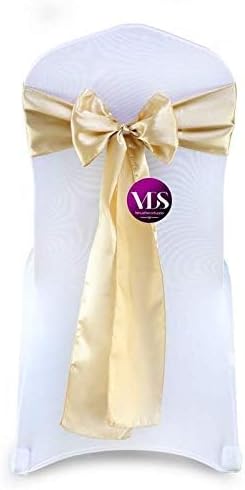 VDS Satin Chair Sashes Chair Cover Back Tie Sateen Bows Ribbon for Wedding Birthday Graduation Engagement Ceremony Event Party Banquet Venue Hotel All Dining Chair Decoration (10PC) (Champagne)