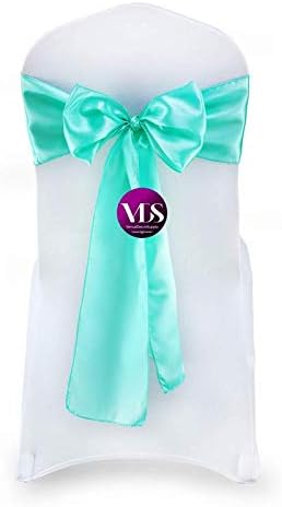 VDS Satin Chair Sashes Chair Cover Back Tie Sateen Bows Ribbon for Wedding Birthday Graduation Engagement Ceremony Event Party Banquet Venue Hotel All Dining Chair Decoration (250PC) (Sea Green)
