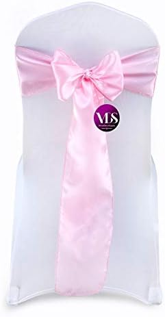 VDS Satin Chair Sashes Chair Cover Back Tie Sateen Bows Ribbon for Wedding Birthday Graduation Engagement Ceremony Event Party Banquet Venue Hotel All Dining Chair Decoration (300PC) (Pink)