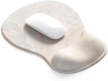 ErgoComfort Gel Wrist Rest Mouse Pad-Ergonomic Office Mousepad with Wrist Support-Non-Slip, Design Desk Accessories Mat for Home&Game Decor (08Cream Marble)