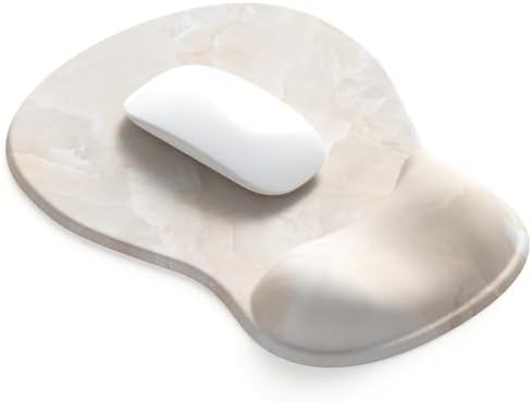 ErgoComfort Gel Wrist Rest Mouse Pad-Ergonomic Office Mousepad with Wrist Support-Non-Slip, Design Desk Accessories Mat for Home&Game Decor (08Cream Marble)