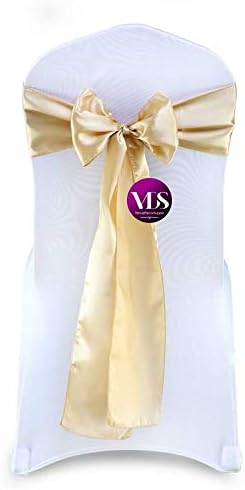 VDS Satin Chair Sashes Chair Cover Back Tie Sateen Bows Ribbon for Wedding Birthday Graduation Engagement Ceremony Event Party Banquet Venue Hotel All Dining Chair Decoration (300PC) (Champagne)