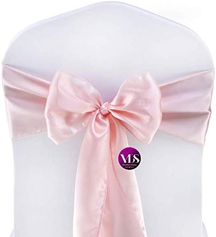 VDS Satin Chair Sashes Chair Cover Back Tie Sateen Bows Ribbon for Wedding Birthday Graduation Engagement Ceremony Event Party Banquet Venue Hotel All Dining Chair Decoration (150PC) (Blush Pink)