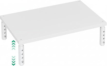 OPNICE Monitor Stand Riser for Desk, Adjustable Computer & Laptop Stand, Desk Organizer for Monitor, Laptop, PC, Printer, Office Desk Accessories for Home & Office, White Wood