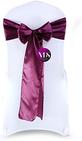 VDS Satin Chair Sashes Chair Cover Back Tie Sateen Bows Ribbon for Wedding Birthday Graduation Engagement Ceremony Event Party Banquet Venue Hotel All Dining Chair Decoration (150PC) (Eggplant)