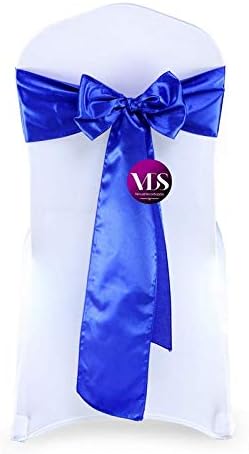 VDS Satin Chair Sashes Ties Ribbon for Wedding Banquet Party Event Decoration Chair Bows (Pack of 50 | Royal Blue)