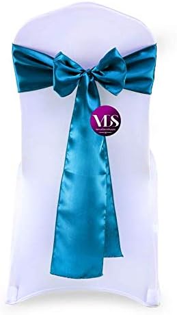 VDS Satin Chair Sashes Chair Cover Back Tie Sateen Bows Ribbon for Wedding Birthday Graduation Engagement Ceremony Event Party Banquet Venue Hotel All Dining Chair Decoration (200PC) (Dark Teal)