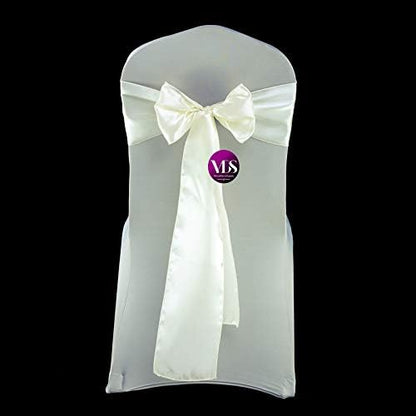 VDS Satin Chair Sashes Chair Cover Back Tie Sateen Bows Ribbon for Wedding Birthday Graduation Engagement Ceremony Event Party Banquet Venue Hotel All Dining Chair Decoration (10PC) (Ivory)