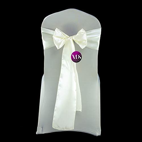 VDS Satin Chair Sashes Chair Cover Back Tie Sateen Bows Ribbon for Wedding Birthday Graduation Engagement Ceremony Event Party Banquet Venue Hotel All Dining Chair Decoration (250PC) (Ivory)