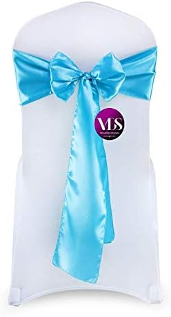 VDS Satin Chair Sashes Chair Cover Back Tie Sateen Bows Ribbon for Wedding Birthday Graduation Engagement Ceremony Event Party Banquet Venue Hotel All Dining Chair Decoration (75PC) (Turquoise)