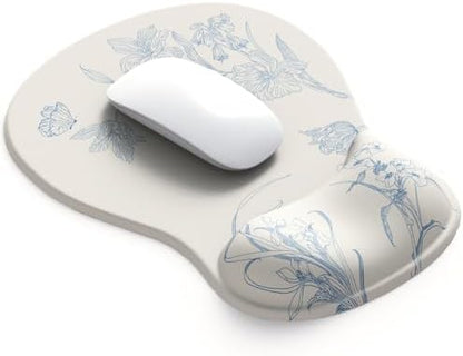 ErgoComfort Gel Wrist Rest Mouse Pad-Ergonomic Office Mousepad with Wrist Support-Non-Slip, Design Desk Accessories Mat for Home&Game Decor (08FloraBliss)