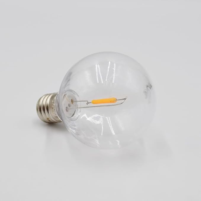 Hometown Evolution, Inc. G50 2" LED Filament Outdoor Patio String Lights with 0.6 Watt Light Bulbs (G50 LED Plastic - Black Wire, 10 ft)