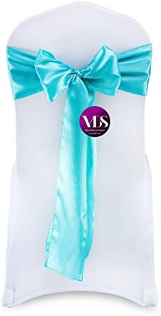 VDS Satin Chair Sashes Chair Cover Back Tie Sateen Bows Ribbon for Wedding Birthday Graduation Engagement Ceremony Event Party Banquet Venue Hotel All Dining Chair Decoration (125PC) (Teal)