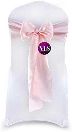 VDS Satin Chair Sashes Chair Cover Back Tie Sateen Bows Ribbon for Wedding Birthday Graduation Engagement Ceremony Event Party Banquet Venue Hotel All Dining Chair Decoration (125PC) (Blush Pink)