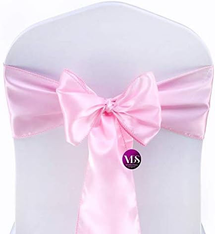 VDS Satin Chair Sashes Chair Cover Back Tie Sateen Bows Ribbon for Wedding Birthday Graduation Engagement Ceremony Event Party Banquet Venue Hotel All Dining Chair Decoration (300PC) (Pink)
