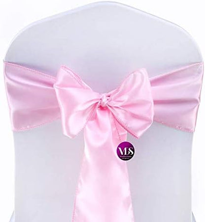 VDS Satin Chair Sashes Chair Cover Back Tie Sateen Bows Ribbon for Wedding Birthday Graduation Engagement Ceremony Event Party Banquet Venue Hotel All Dining Chair Decoration (125PC) (Pink)